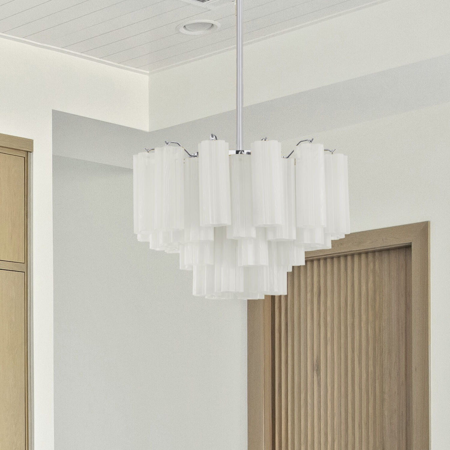 Addis 9 Light 22 inch Polished Chrome Chandelier Ceiling Light in Tronchi Glass White