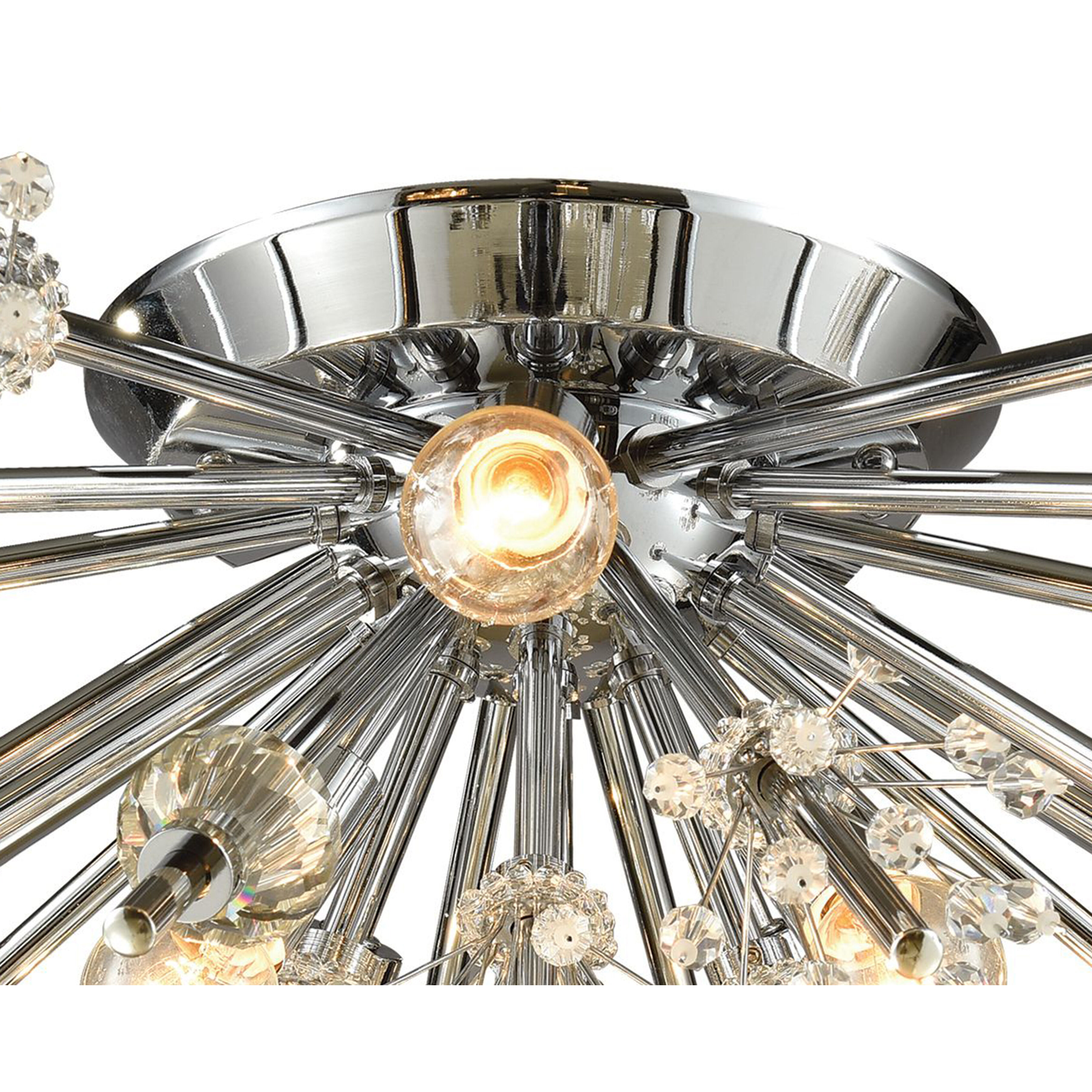 Starburst 8 Light 26 inch Polished Chrome with Clear Semi Flush Mount Ceiling Light