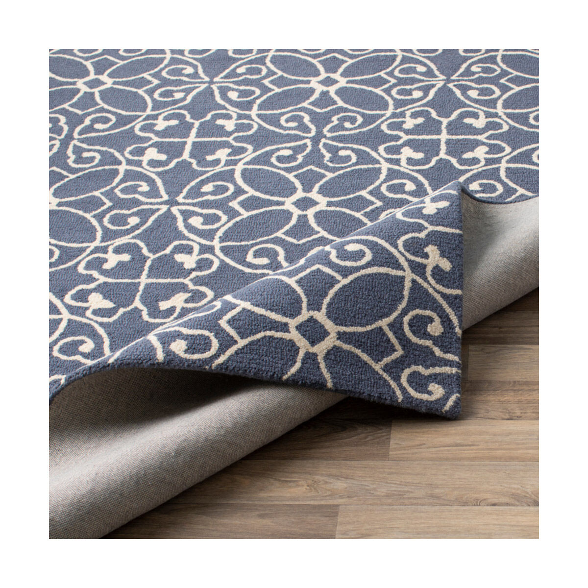 Scott 72 X 48 inch Dark Blue/Cream Rugs, Wool