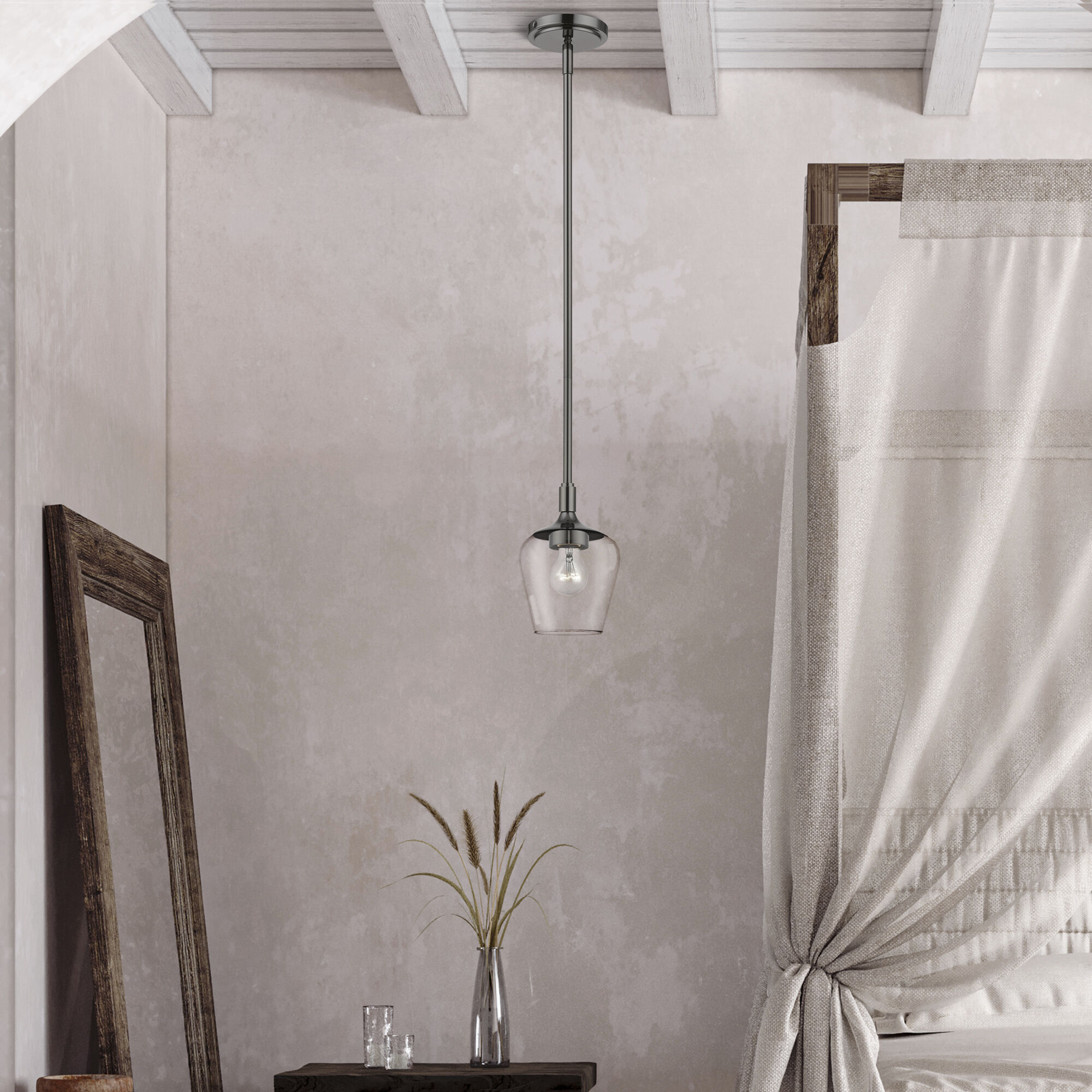 Willow 1 Light 5.75 inch Black Chrome Single Pendant Ceiling Light, Single