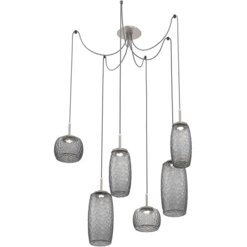 Vessel LED 15.2 inch Metallic Beige Silver Swag Multi-Pendant Ceiling Light in Smoke, 2700K LED