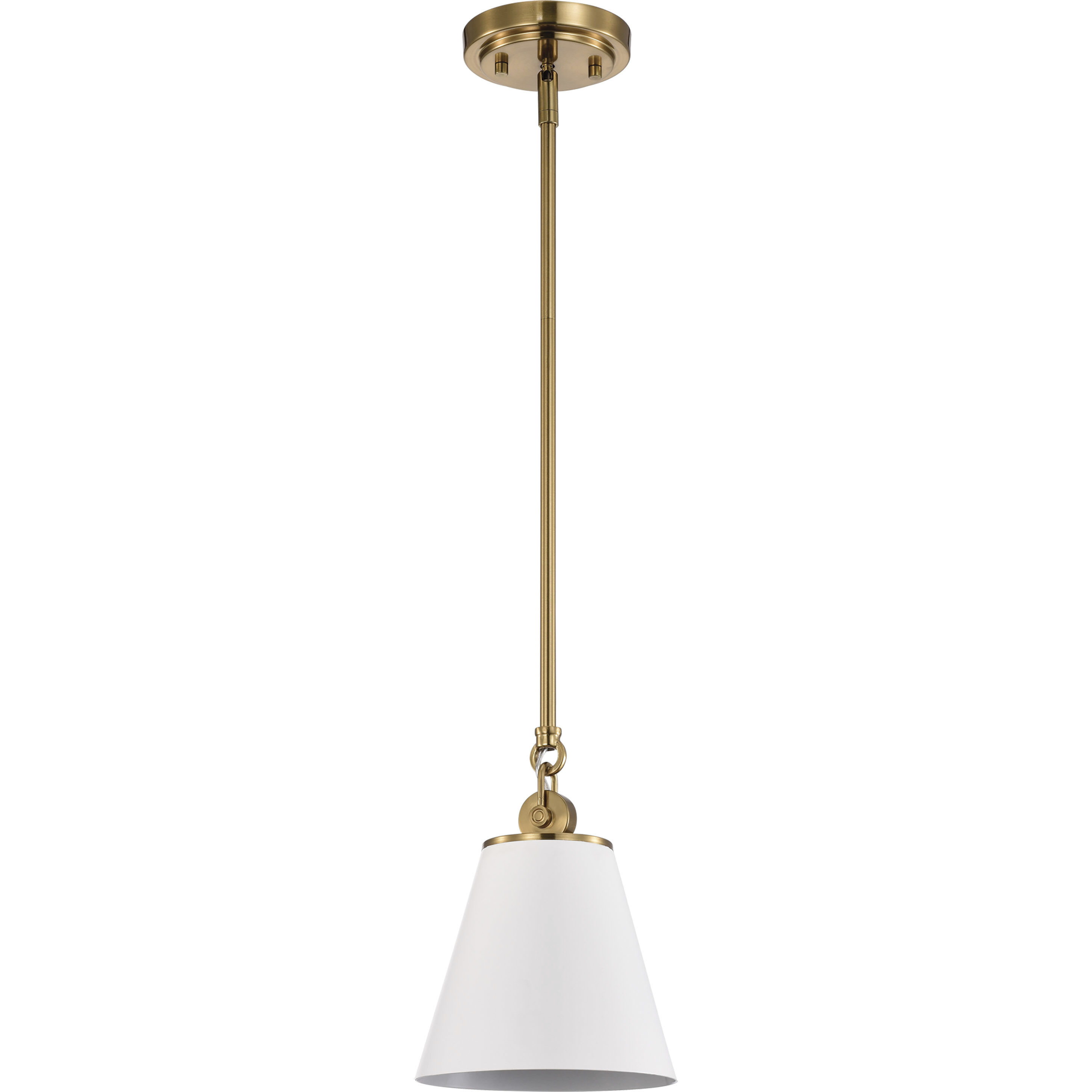 Dover 1 Light 7 inch White/Vintage Brass Pendant Ceiling Light