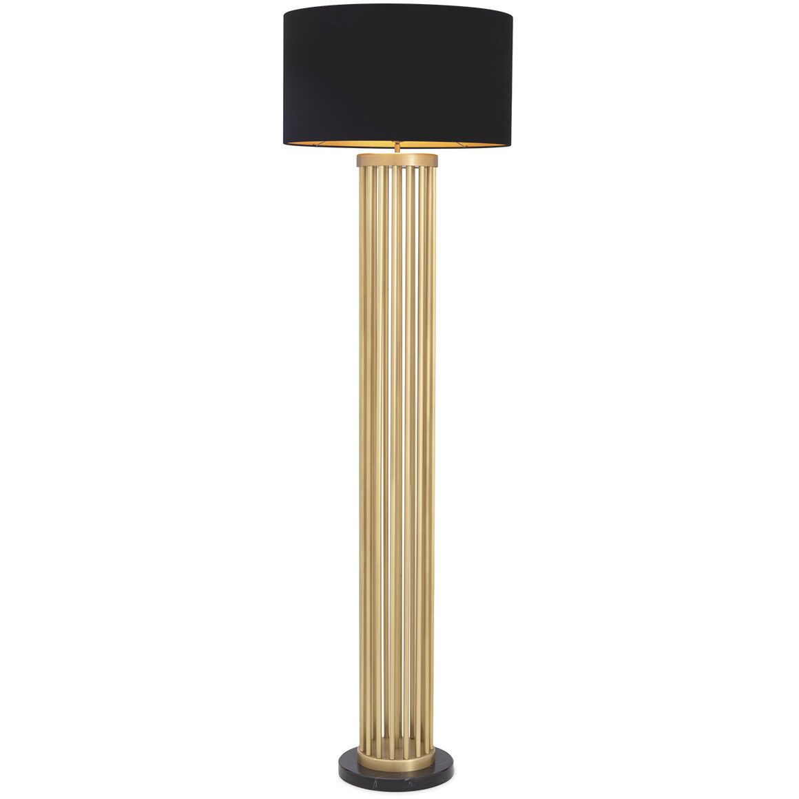 Condo 74.02 inch 40 watt Antique Brass with Black Marble Base Floor Lamp Portable Light