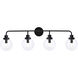 Hanson 4 Light 38 inch Black Bath Sconce Wall Light