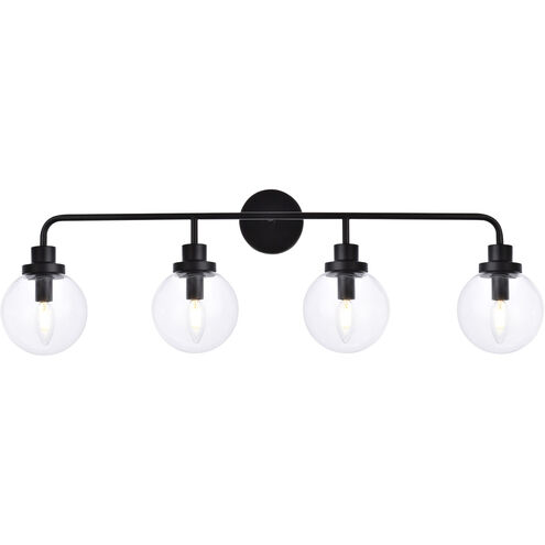 Hanson 4 Light 38 inch Black Bath Sconce Wall Light