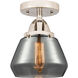 Nouveau 2 Fulton LED 6.75 inch Polished Nickel Semi-Flush Mount Ceiling Light in Plated Smoke Glass