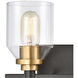 Monongahela 2 Light 13 inch Matte Black with Satin Brass Vanity Light Wall Light