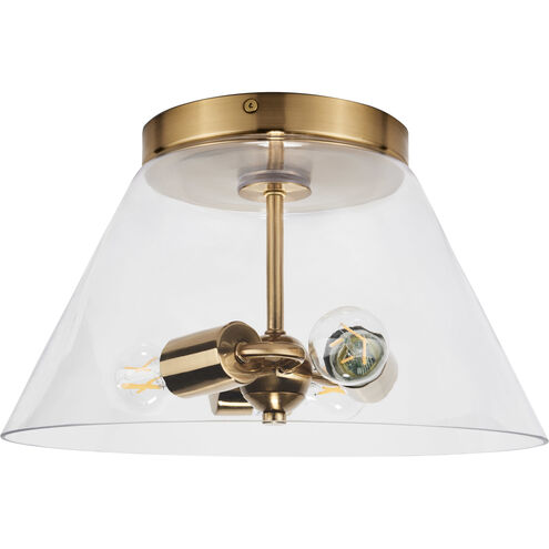 Dover 2 Light 14 inch Vintage Brass Flush Ceiling Light