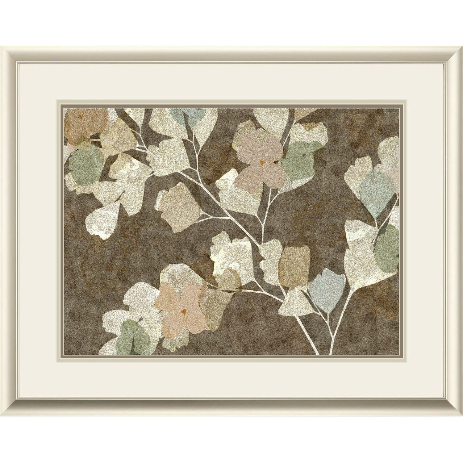 Antique Blossom Brown and Green and Neutral and Beige Framed Art, Propac