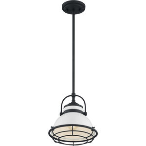 Upton 1 Light 9.75 inch Gloss White and Black Accents Pendant Ceiling Light