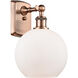 Ballston Athens LED 8 inch Antique Copper Sconce Wall Light in Matte White Glass, Ballston