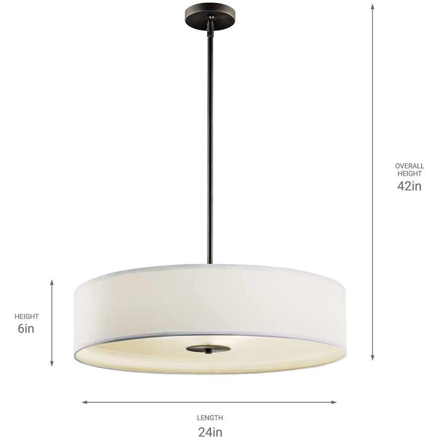 Independence 3 Light 24 inch Olde Bronze Pendant/Semi Flush Ceiling Light in Satin Etched Tempered
