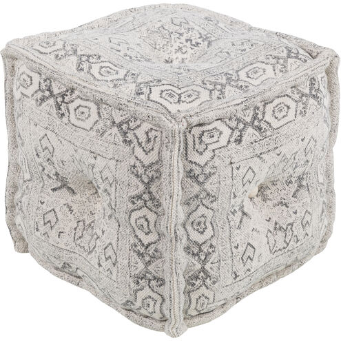Daveed 16 inch Ivory Pouf, Cube