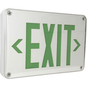 Self-Diagnostic 13 inch White / Green LED Wet Location Exit Sign Ceiling Light, with Battery Backup
