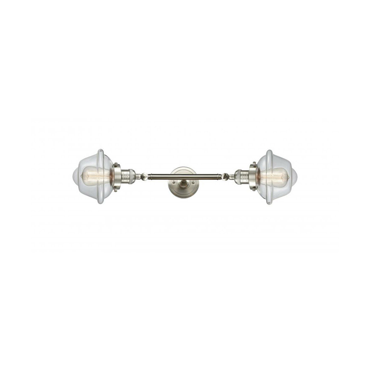 Franklin Restoration Small Oxford 2 Light 8 inch Brushed Satin Nickel Bath Vanity Light Wall Light in Clear Glass, Franklin Restoration
