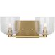 Drew & Jonathan Lochdale 2 Light 14.75 inch Satin Brass Vanity Light Wall Light, Medium