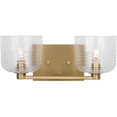 Drew & Jonathan Lochdale 2 Light 14.75 inch Satin Brass Vanity Light Wall Light, Medium
