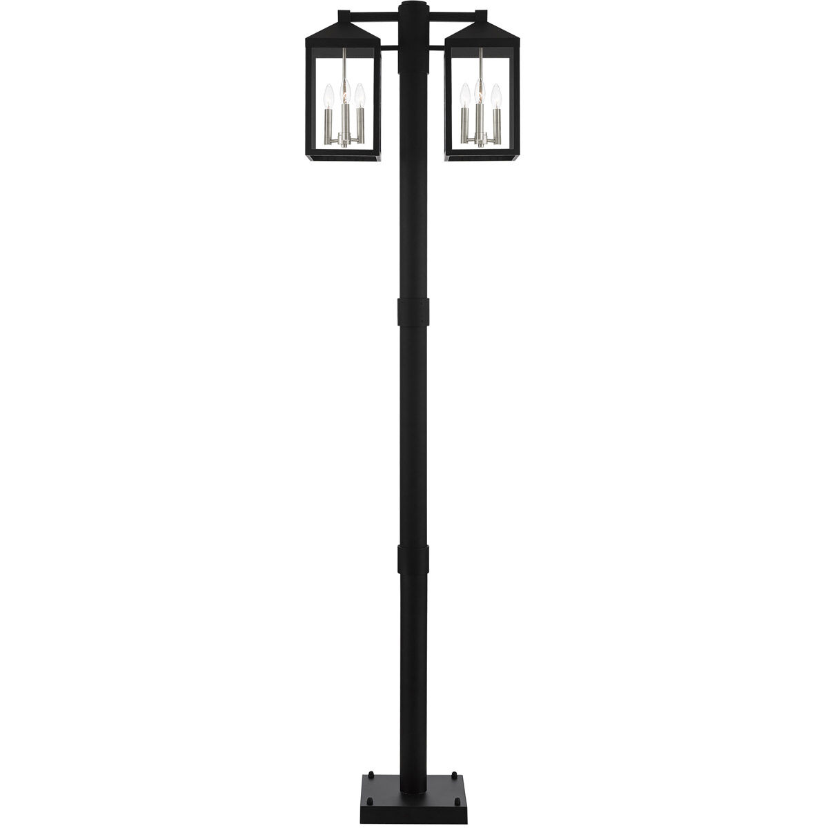 Nyack 6 Light 93 inch Black with Brushed Nickel Cluster Outdoor Post Light