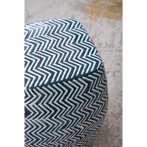 Chevron 17 inch Blue and White Patio Stool