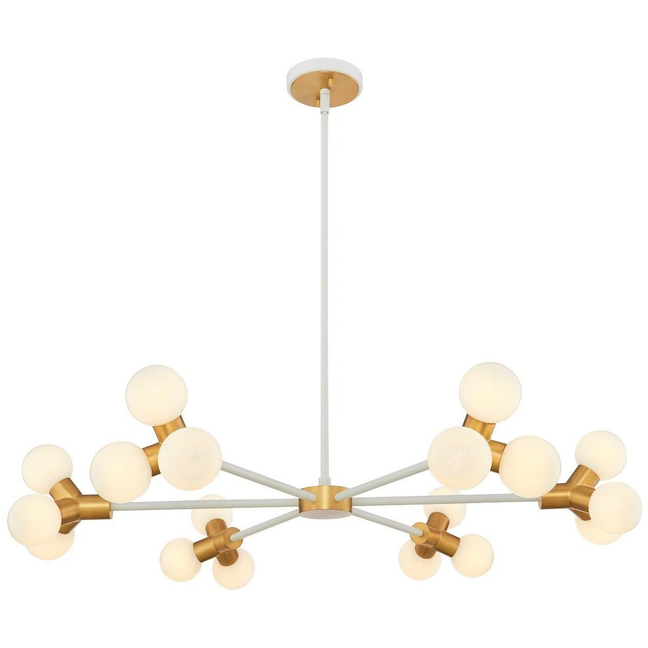 Tres 18 Light 36 inch White and New Brass Chandelier Ceiling Light
