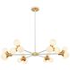 Tres 18 Light 36 inch White and New Brass Chandelier Ceiling Light
