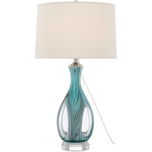 Eudoxia 31 inch 150 watt Blue/Clear/Polished Nickel Table Lamp Portable Light