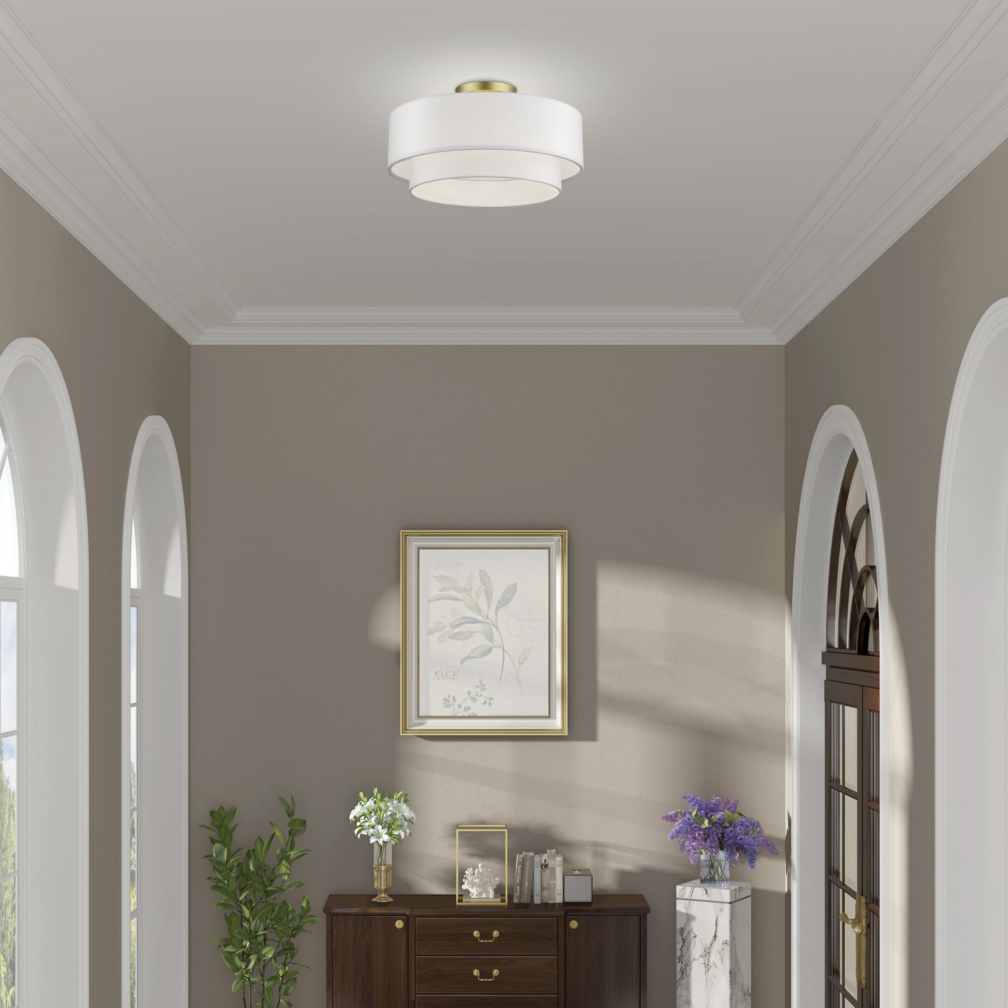 Manorwood 3 Light 18 inch Soft Gold Semi-Flush Ceiling Light