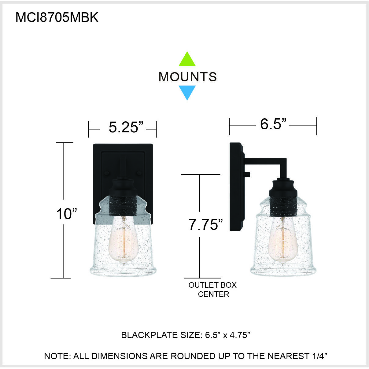 McIntire 1 Light 5 inch Matte Black Wall Sconce Wall Light