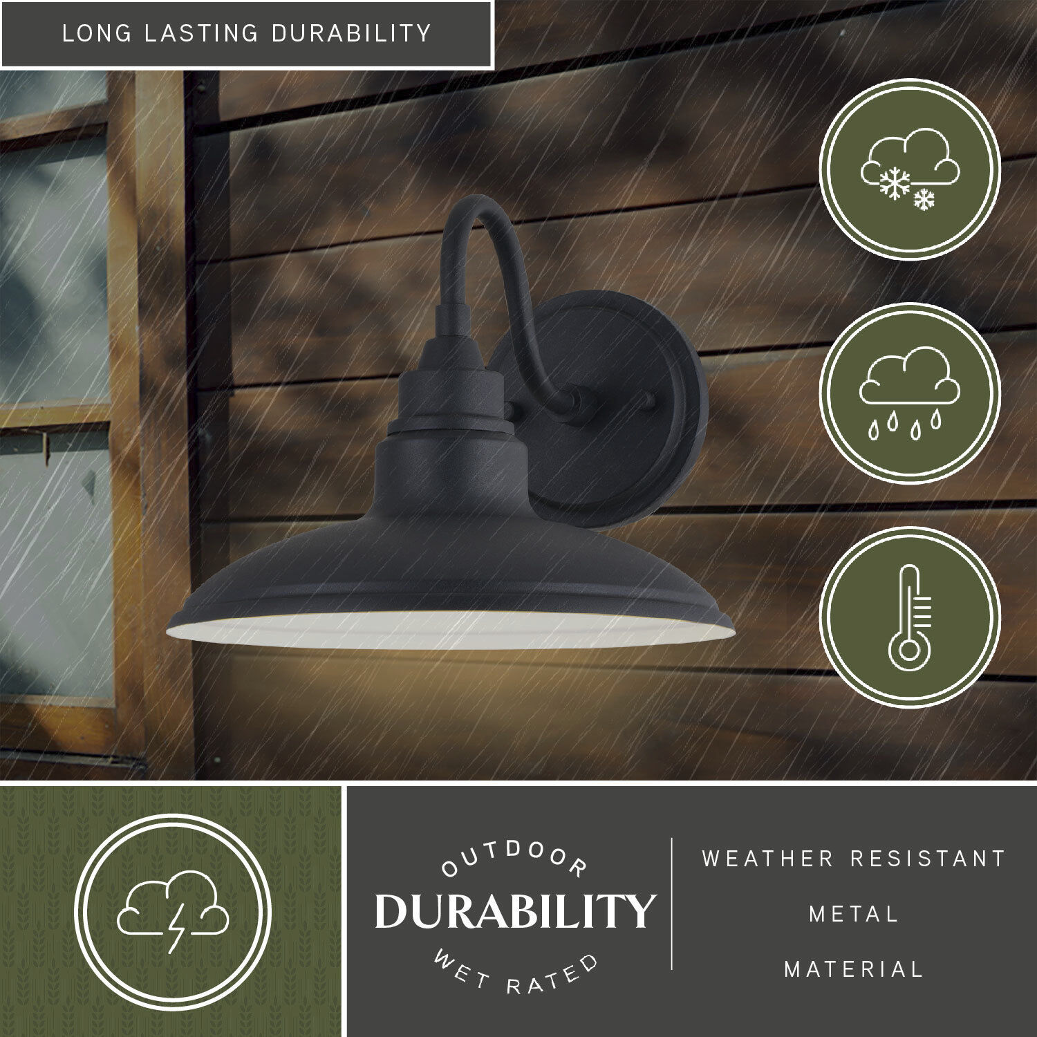 Tucson LED 8 inch Textured Black and Glossy White Outdoor Wall