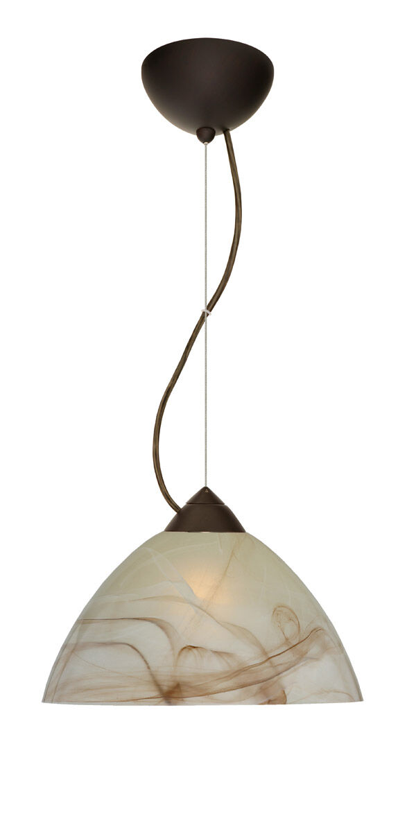 Tessa LED Bronze Pendant Ceiling Light in Mocha Glass