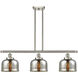 Ballston Bell LED 36 inch Brushed Satin Nickel Island Light Ceiling Light in Silver Plated Mercury Glass