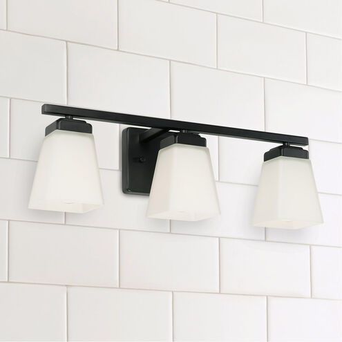 Baxley 3 Light 22 inch Matte Black Vanity Light Wall Light