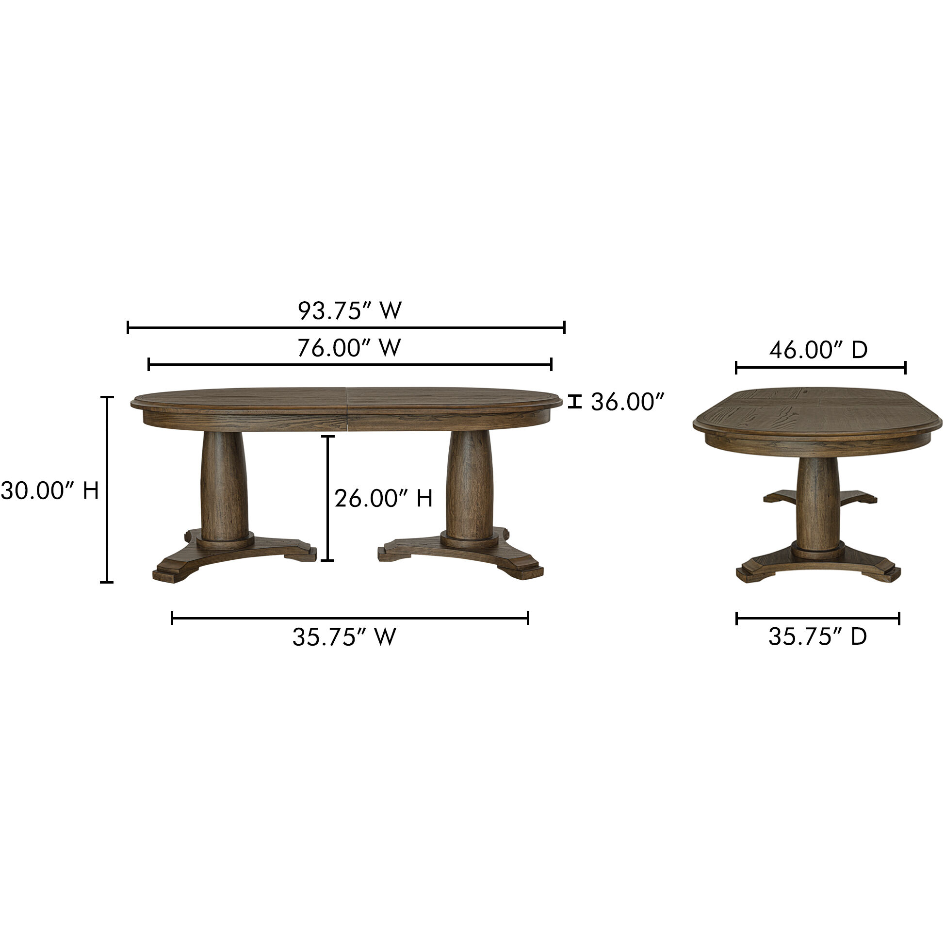 Jamie 76 X 46 inch Brown Extension Dining Table