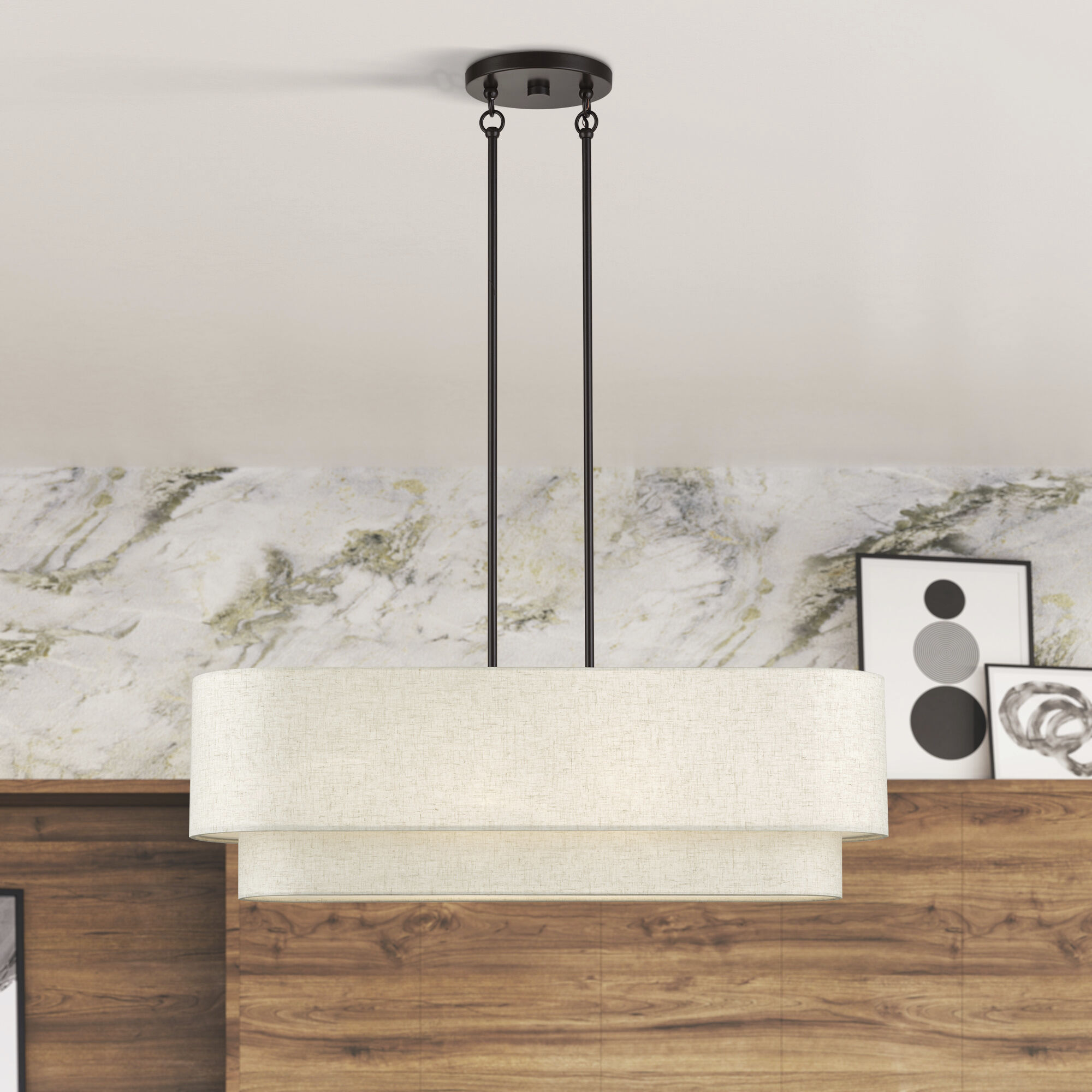 Manorwood 4 Light 36 inch English Bronze Linear Chandelier Ceiling Light, Large