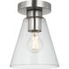 Senda 1 Light 7.13 inch Brushed Nickel Flush Mount Ceiling Light in Clear Glass