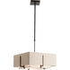 Exos Square 2 Light 17 inch Bronze Pendant Ceiling Light in Natural Anna, Small