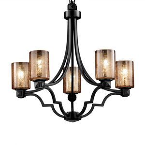 Fusion 28 inch Chandelier Ceiling Light in 5000 Lm LED, Matte Black, Oval, Ribbon Fusion