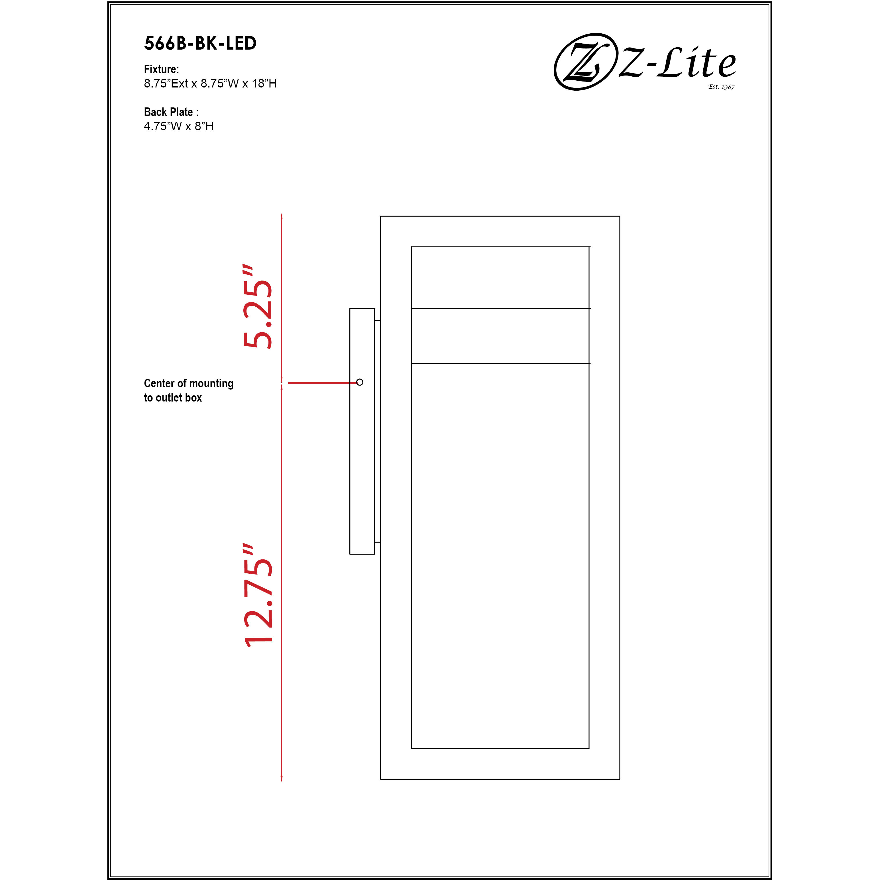 Luttrel LED 18 inch Black Outdoor Wall Light