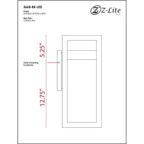 Luttrel LED 18 inch Black Outdoor Wall Light