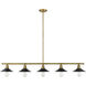 Casa 5 Light 51.5 inch Factory Brass Linear Chandelier Ceiling Light in Matte Black Steel