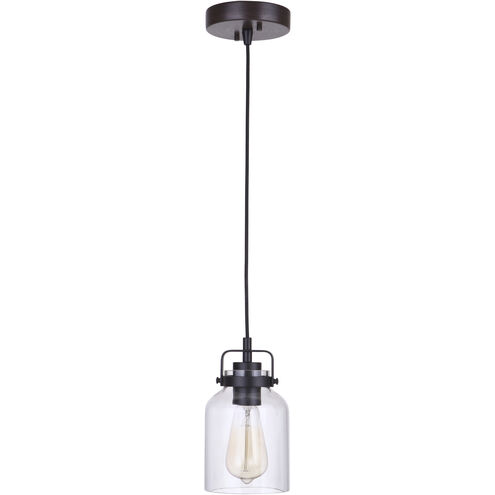 Foxwood 1 Light 5 inch Flat Black with Dark Teak Mini Pendant Ceiling Light in Flat Black/Dark Teak