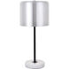 Exemplar 21 inch 40 watt Brushed Nickel and Black with White Marble Table lamp Portable Light in Burnished Nickel