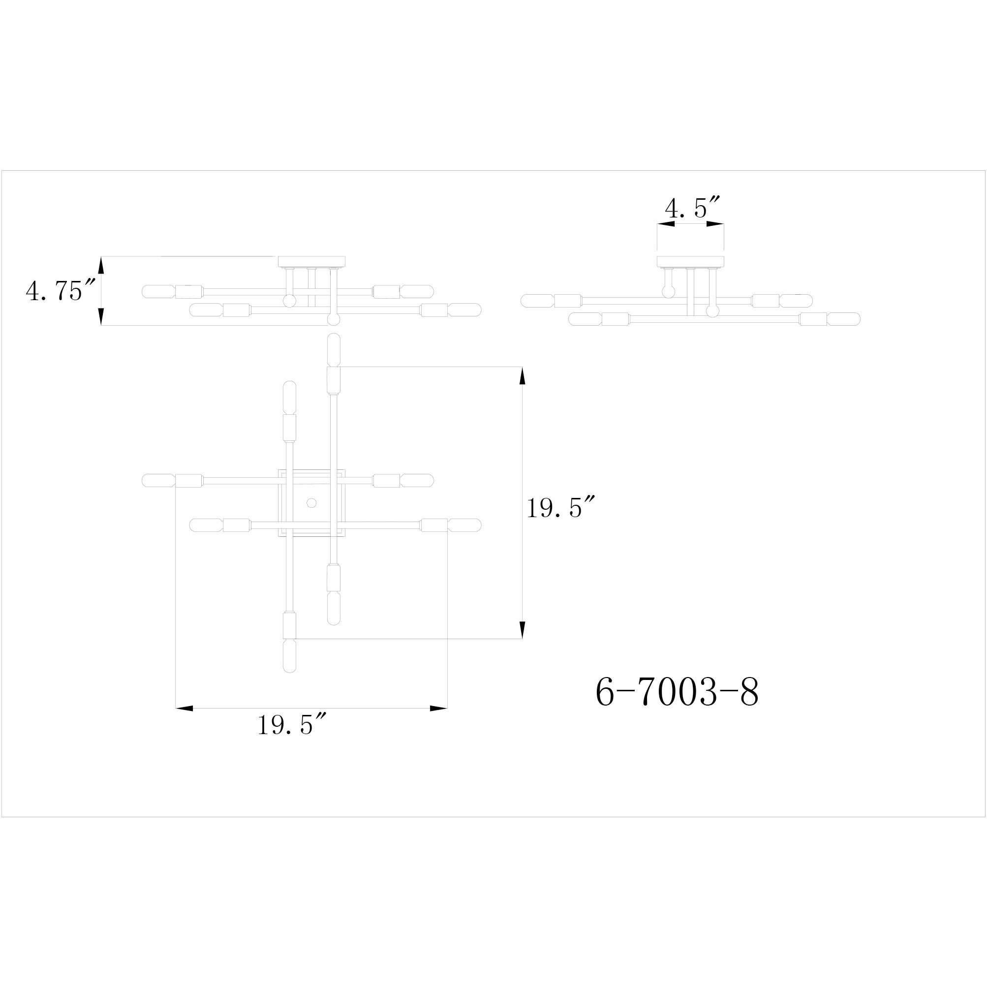 Lyrique 8 Light 19.5 inch Warm Brass Semi-Flush Ceiling Light