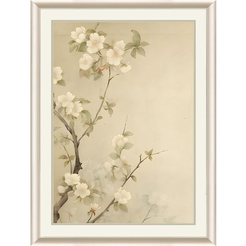 Golden Blossoms Beige and Green and Brown Framed Art