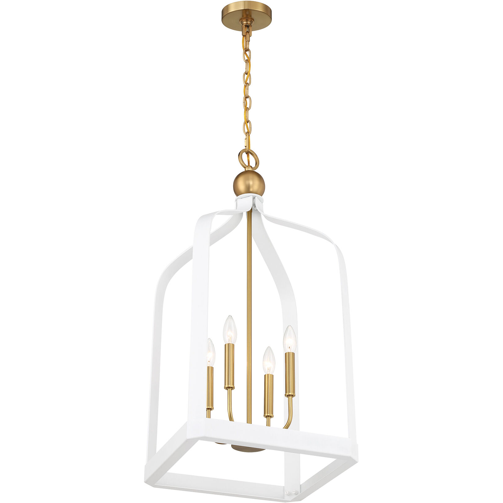Sheffield 4 Light 15 inch White with Warm Brass Accents Pendant Ceiling Light in White/Warm Brass