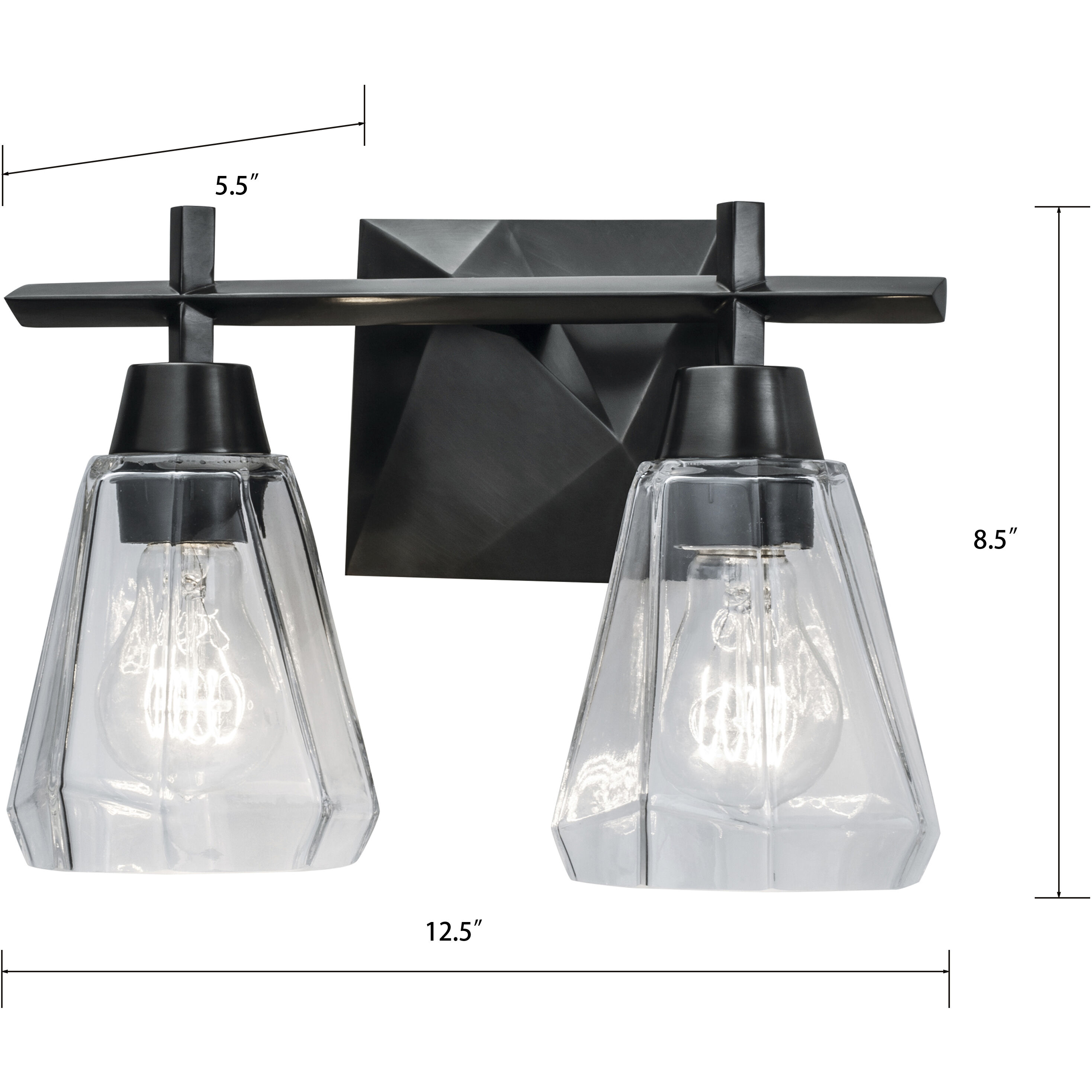 Arctic Vanity Light Wall Light in Acid Dipped Black