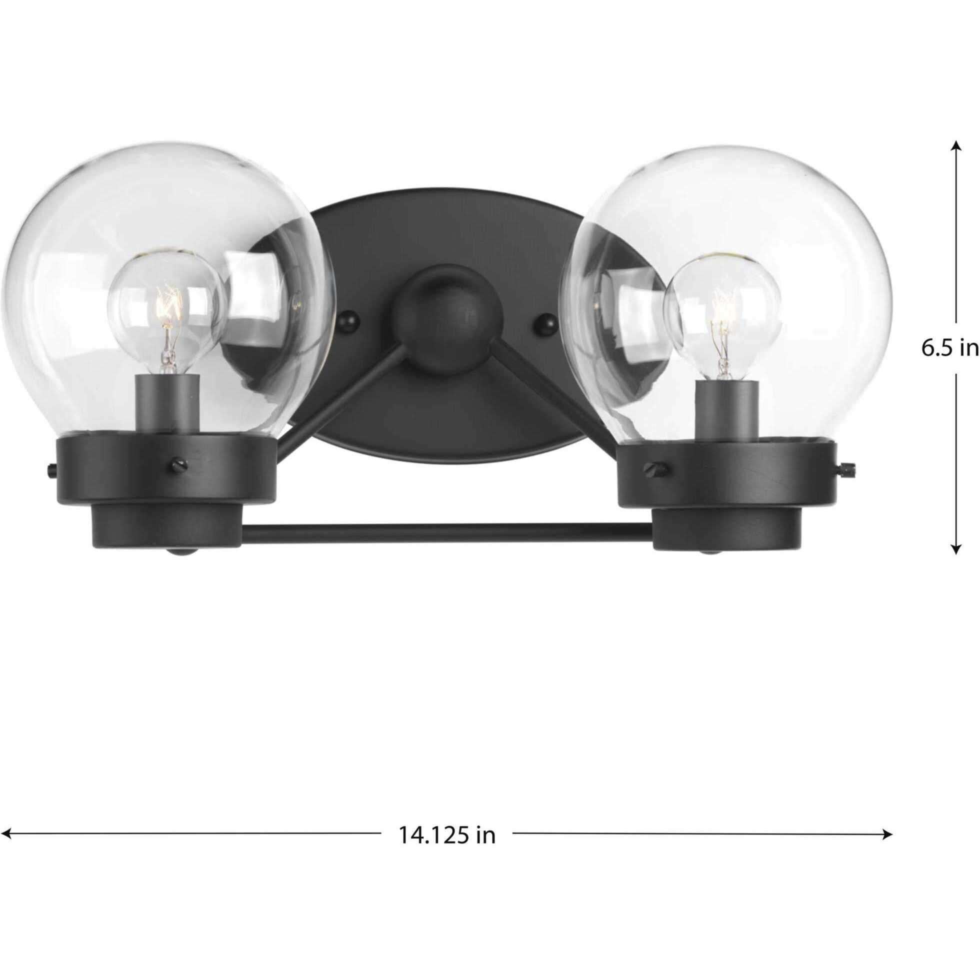 Spatial 2 Light 14 inch Matte Black Bath Vanity Wall Light, Design Series