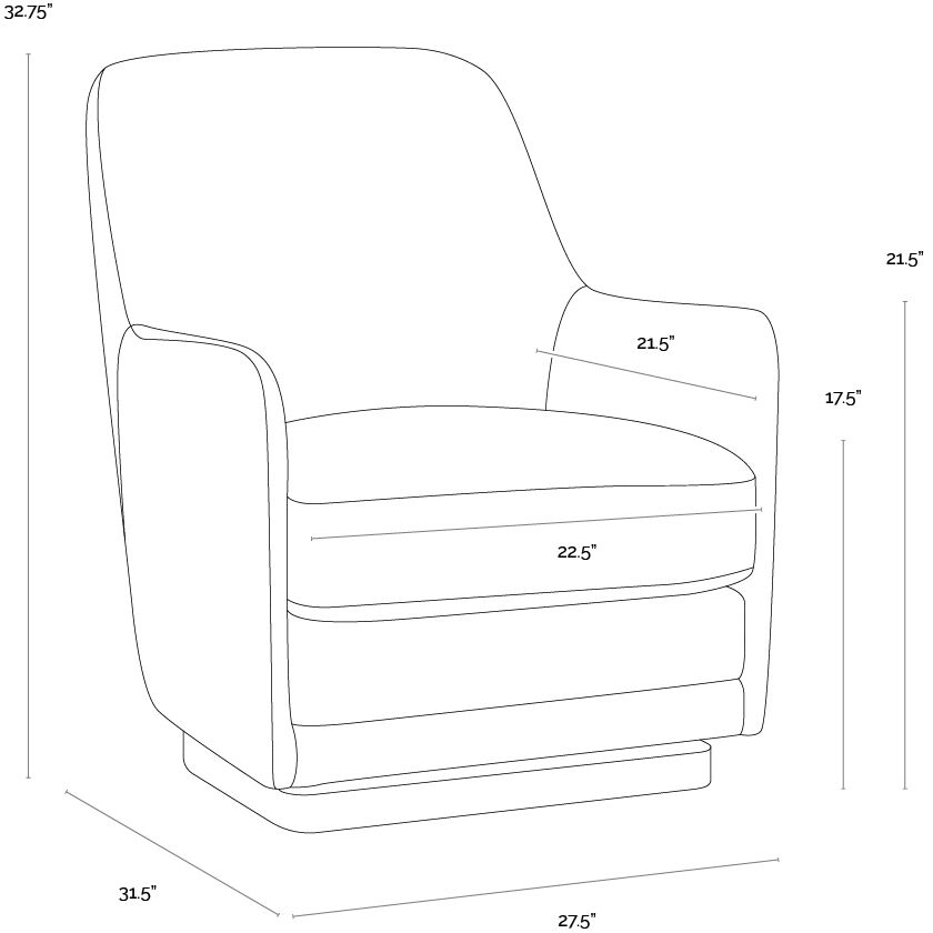 Marcela Belfast Koala Grey Swivel Lounge Chair, Swivel