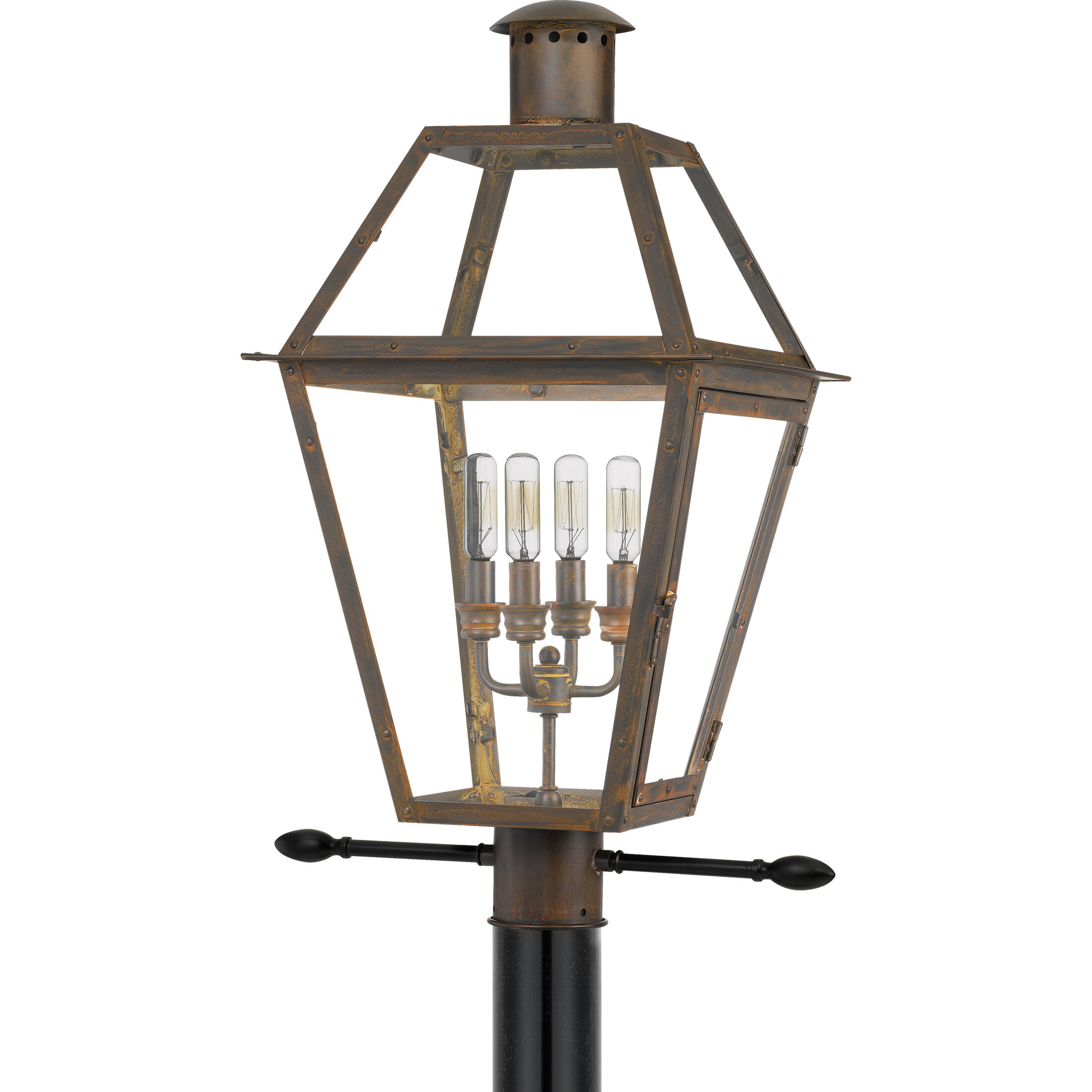 Rue De Royal 4 Light 26 inch Industrial Bronze Outdoor Post Lantern