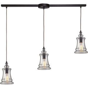 Menlow Park 3 Light 36 inch Oiled Bronze Multi Pendant Ceiling Light in Linear with Recessed Adapter, Linear